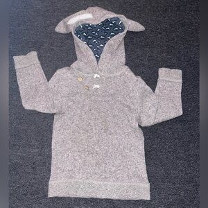 Gray Hooded Sweater with Bunny Ears